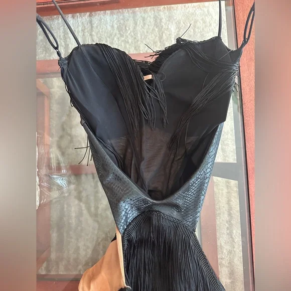 ZYM Fringe Black Ballroom Latin Dance Dress - Picture 5 of 7